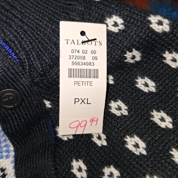 T by Talbots Cotton Blend Snap Mock Neck Heavyweight Sweater NWT Sz PXL - Picture 7 of 9